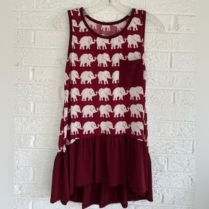 Elephant she cute? tunic tank in a maroon and white/nude color